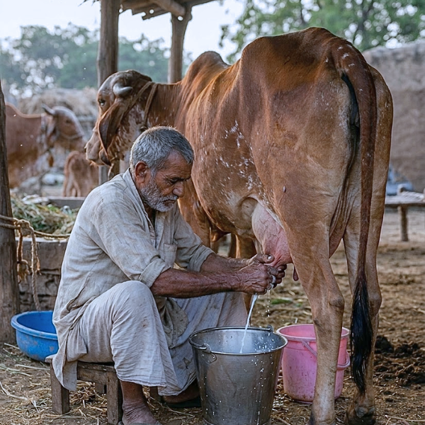 Hand Milking Gir Cow