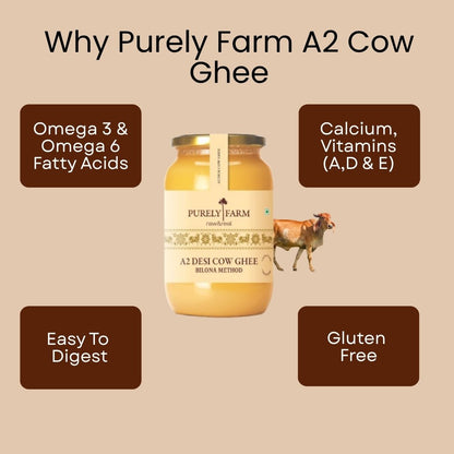 A2 Cow Ghee | Bilona Method | Curd-Churned | Lab Tested I 2L - Purely Farm