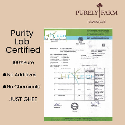 A2 Cow Ghee | Bilona Method | Curd-Churned | Lab Tested I 3L - Purely Farm